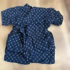 【美品】ネイビー花柄甚平 90 綿100%