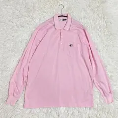 ブラック&ホワイト　ポロシャツ　長袖　L ピンク　メンズ　UVケアのサムネイル