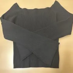 リブニットダークグレー　スクエアネック