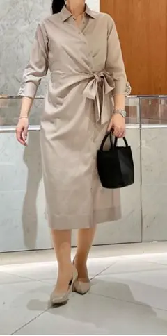 【極美品】定価6万円 ANAYI 2025 テンセルツイルカシュクールワンピース