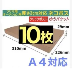 ネコポス用ダンボール１０枚　Ａ４厚さ３㎝対応　梱包資材②bのサムネイル