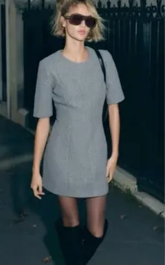 値下げ　ZARA ミニワンピ　グレー