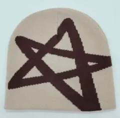 ニット帽　ビーニー　茶　トライバル　サイバーパンク　メンズ　スター　星　y2k