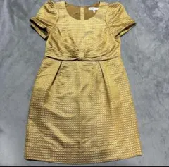 【定価5万】See By Chloé 高級ジャガード リボンワンピース ゴールドのサムネイル