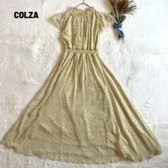 COLZA 花柄シフォン フリルロングワンピース ガーリー L ライトイエロー