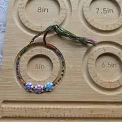 カラフルビーズ 花モチーフ ブレスレット 6in