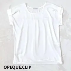 OPAQUE.CLIP 半袖ホワイトTシャツ 異素材切り替え シフォン 38のサムネイル