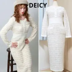 美品❤定価17,800円❤DEICY ツイードニットワンピース　ピンク　起毛