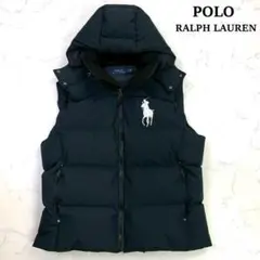 ポロラルフローレン ダウンベスト ビッグポニー刺繍 ブラック L　D865