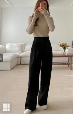 GRL センタープレスストレートパンツ[ai07] ブラック　M