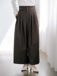 値下げ【美品】COHINA ハイウエストスリーボタンフレアワイドパンツ