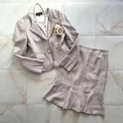 INDIVI ツイード セットアップ 40 ベージュ フォーマル 日本製