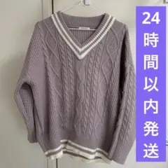 COLZA ラベンダー Vネックセーター mサイズのサムネイル