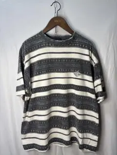も*と様 【希少】90s gotcha 総柄ボーダー Tシャツ オールドサーフ