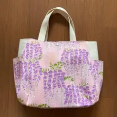 藤の花　トートバッグ　チューリップバッグ　ピンク　ハンドメイド