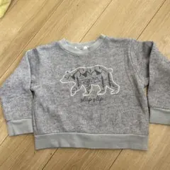 クマ刺繍 グレー ニットセーター