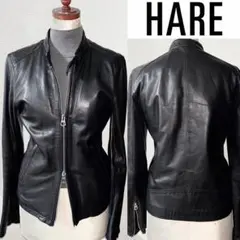美品 HARE ハレ 高級柔らか 羊革 ラム レザー ジャケット S ライダース