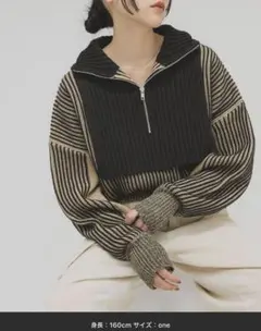 KBF レイヤードハーフZIPニット