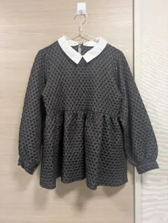 ジャガードペプラムトップス　ブラック