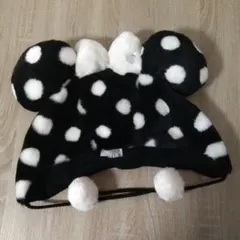 ディズニー　ファンキャップ　水玉　ドット　黒　ミニー