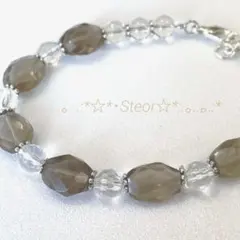 ◆癒しとお守りの天然石ブレスレット◆☆スモーキークォーツ✖︎水晶☆キラキラ