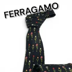 C*S様 70296 Ferragamo 花柄 ネクタイ ネイビー ABランク