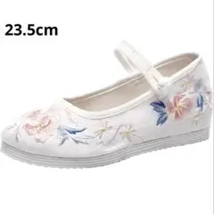 【未使用品】ドナリー チャイナシューズ 刺繍 ホワイト 23.5cmのサムネイル