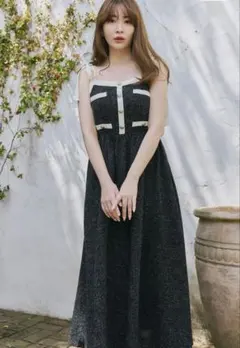 Herlipto Verona Tweed Long Dress black S - メルカリ