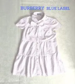 レア【BURBERRY】バーバリーブルーレーベル「チュニックブラウス」リボン付き