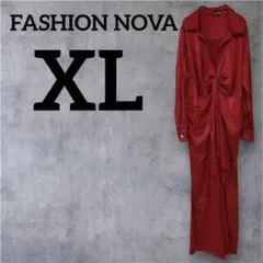 美品❣️FASHION NOVA 【XL】レッドロングサロペット
