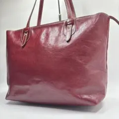 美品✨ALBERO トートバッグ レザー 本革 ロゴ型押し A4◎ ボルドー