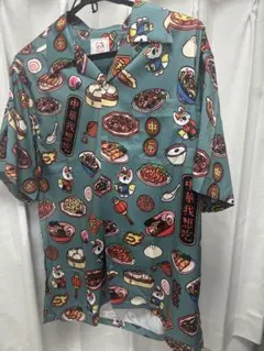 チュウカタベタイ× 中村杏子 コラボ総柄シャツ【グリーン】 L