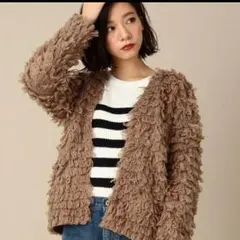 ループノーカラーカーディガン