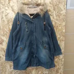 CEPO　デニムブルー ボア付きフードジャケット