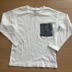ホワイト 長袖カットソー ポケット