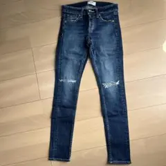 GYDA J/W ポケットデザイン KNEE ダメージスキニーデニムパンツのサムネイル