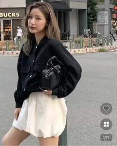 nugu CANIE ツーポケットクロップドジャケット ブラック