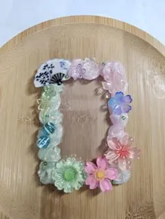 ホイップデコ　トレカケースデコ　B8サイズ　和　ピンク　黄緑