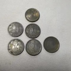 日本　一円黄銅硬貨 　昭和23年2枚 　昭和24年3枚昭和25年 1枚の6枚のサムネイル