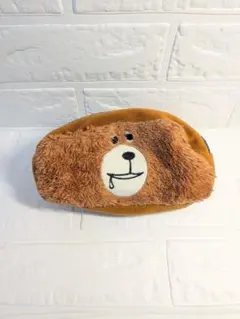 coen リバーシブル クマデザインポーチ 茶色・灰色