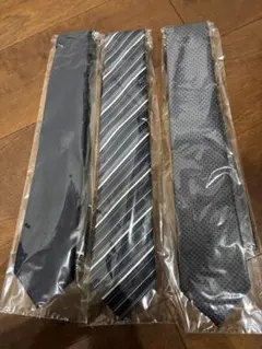 ネクタイ 3本セット ダークグレー ストライプ ドット柄