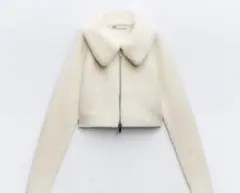 【新品タグ付き】ZARA フェイクファーニットジャケット S