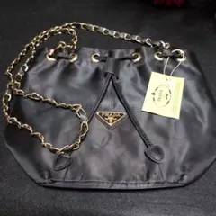 PRADA 巾着型ナイロンチェーンショルダーバッグノベルティ