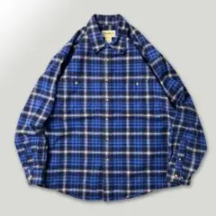 エディーバウアー ヘビーネルシャツ L チェック柄 青 eddie bauer