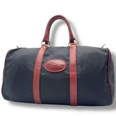 美品✨レア ロンシャン ボストンバッグ ナイロン×レザー 本革 ロゴ 旅行