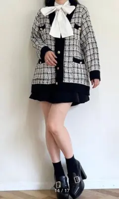 【TITTY&CO.】ツイードチェックゆるカーディガンのサムネイル