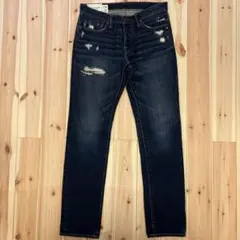 Abercrombie&Fitchダメージ加工 濃紺 デニムパンツW30L32