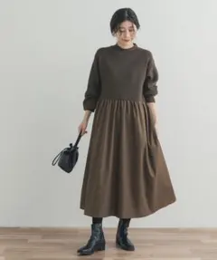 『新品』アーバンリサーチドアーズ◎ニットドッキングワンピース//カーキ