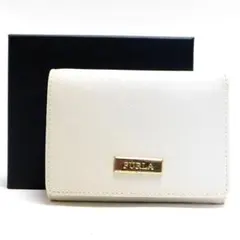 美品 FURLA フルラ 三つ折り財布 コンパクト財布 レザー 白