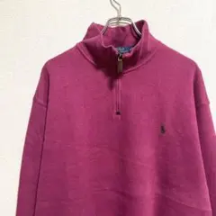 Polo Ralph Lauren ハーフジップ トレーナー スウェット 赤紫系